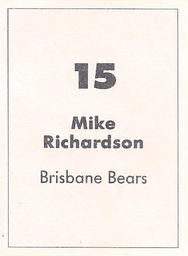 1990 Select AFL Stickers #15 Mike Richardson Back